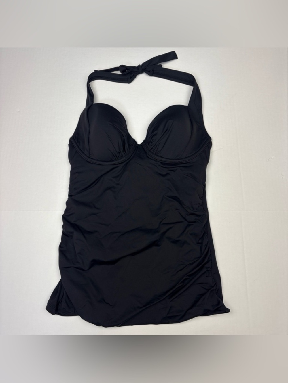 Tommy Bahama Women Medium Tankini Top Solid Black Halter Underwire Beach Swim